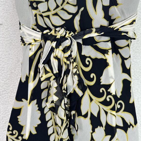 Ann Taylor Silk Cocktail Dress Shirred Bust Fluted Sz 14 Sash Tie Shelf Bra Chic - Picture 9 of 14